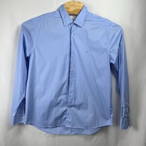 LACOSTE Slim Fit Lightweight Blue Long Sleeve Cotton Casual‎ Shirt Sz XL 44